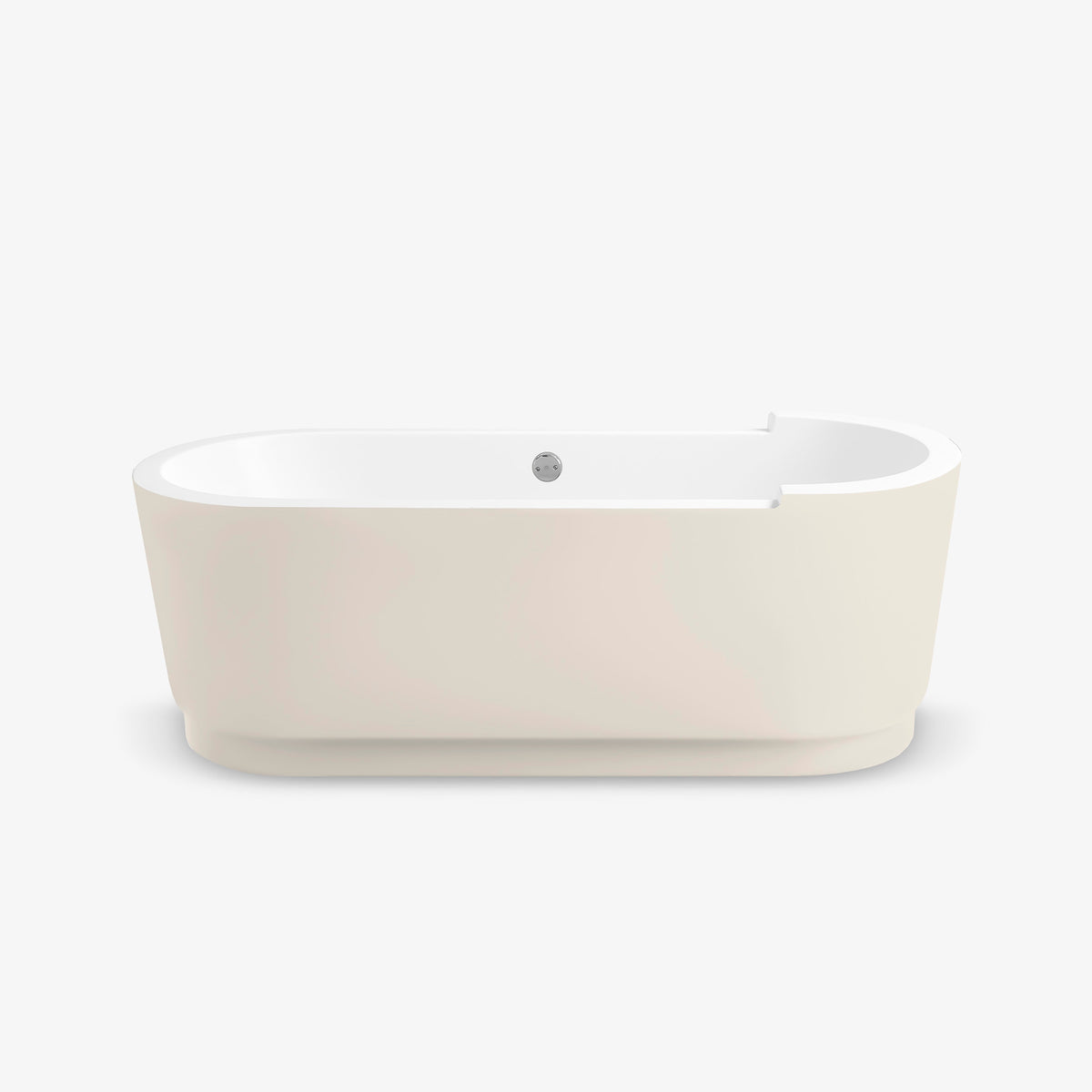 Bañera sin hidromasaje individual de piso E11, con diseño moderno minimalista en color beige arena