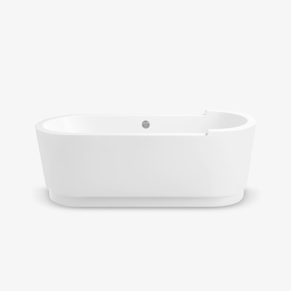 Tina de baño minimalista sin hidromasaje E11, bañera de lujo freestanding en color blanco