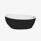 Tina ovalada E10 de baño en color negro, con diseño minimalista moderno e instalación independiente.