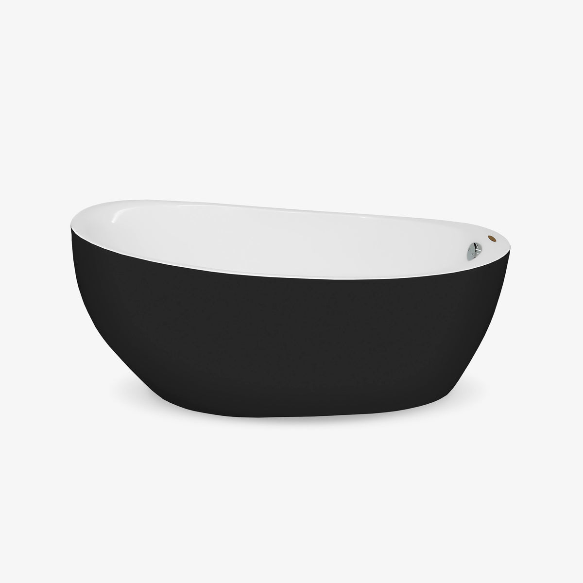 Tina ovalada E10 de baño en color negro, con diseño minimalista moderno e instalación independiente.