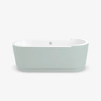 Tina de baño moderna E11 de piso para una persona, con diseño moderno minimalista en color verde aqua