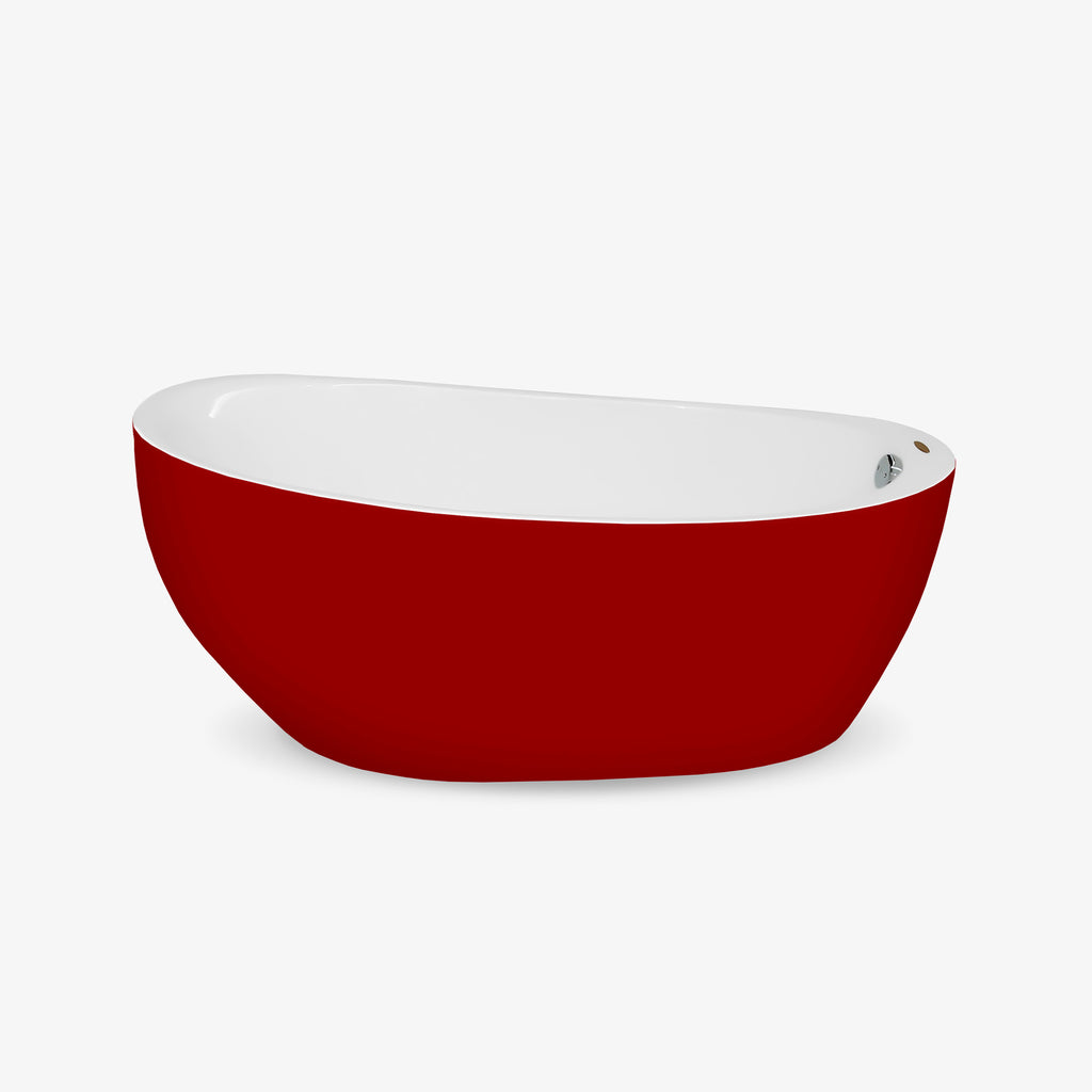 Bañera ovalada sin hidromasaje E10 de piso en color rojo.