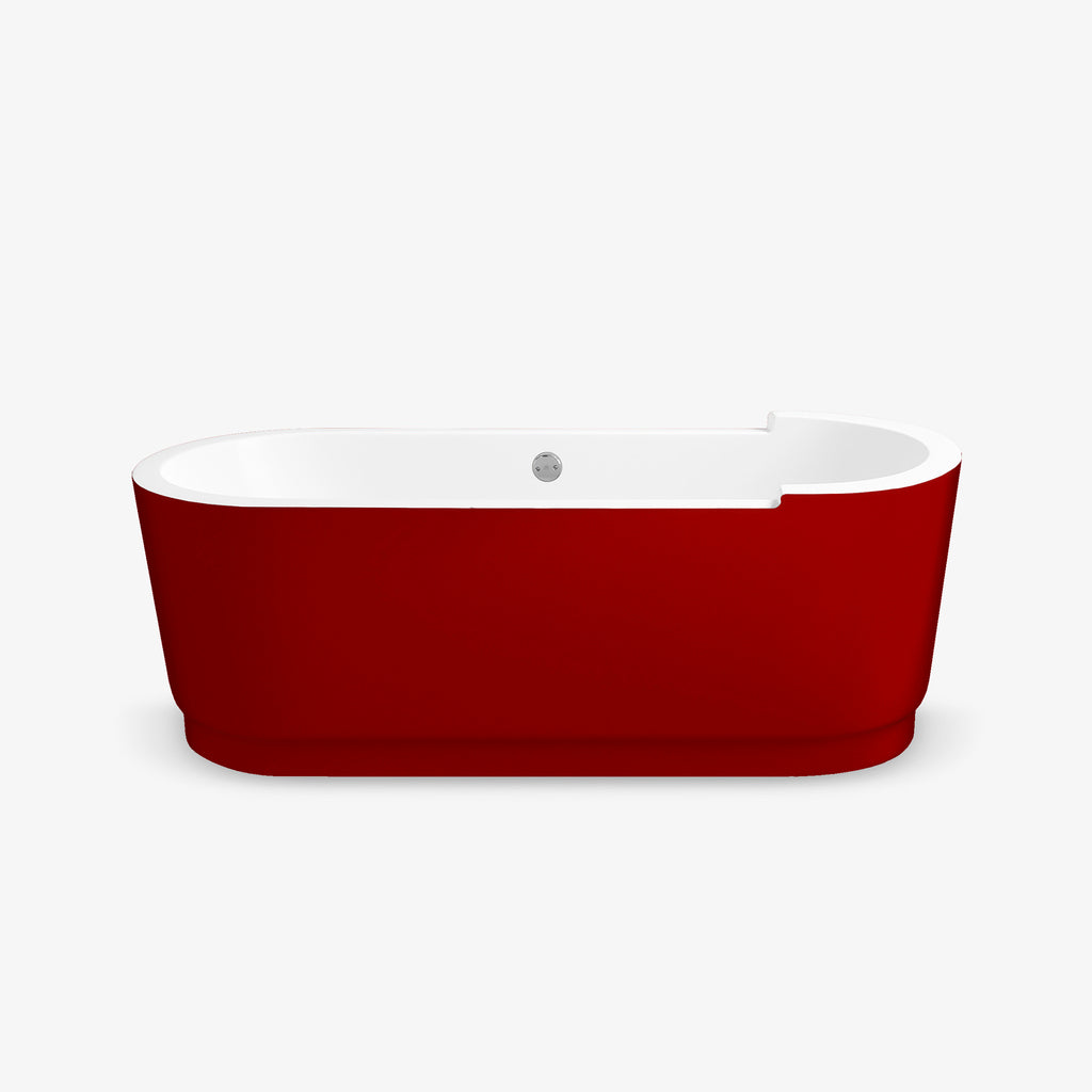 Tina E11 de baño sin hidromasaje, en color rojo. Diseño moderno con instalación independiente